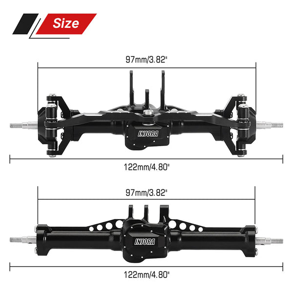 INJORA +4mm Extended Aluminum Front & Rear Complete Axles For 1/18 TRX4M (4M-61)