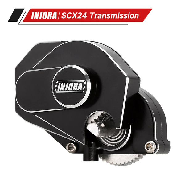 INJORA CNC Aluminum Complete Transmission Gearbox (Black) For Axial SCX24 AX24