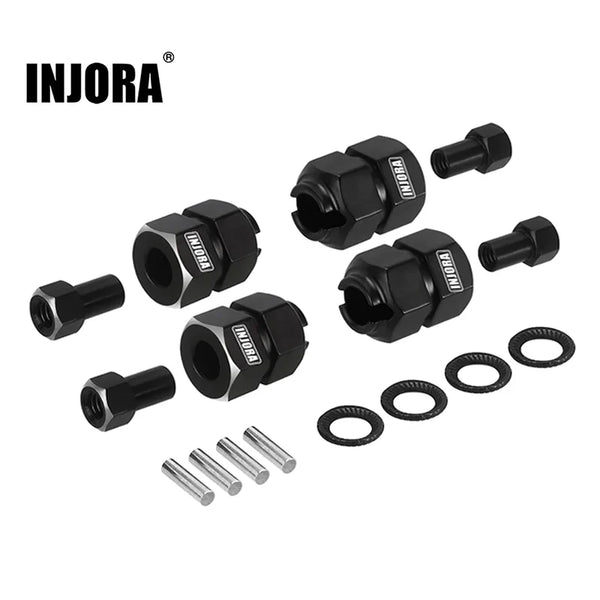 INJORA 9mm(+5mm) Extended Wheel Hexes For 1/18 TRX4M Black