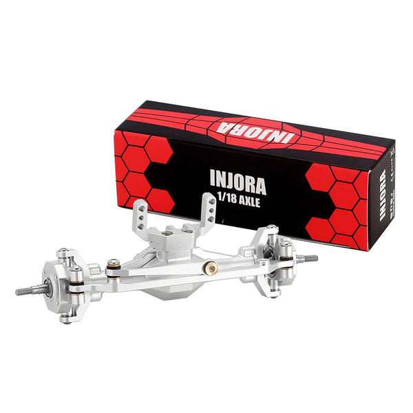 INJORA +4mm Diamond Axles (Front-Silver) With Lay Down Servo Mount & Links For 1/18 TRX4M