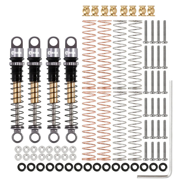 INJORA 43mm Aluminum Threaded Double Barrel Shocks Dampers For Axial SCX24 (4pcs GREY)