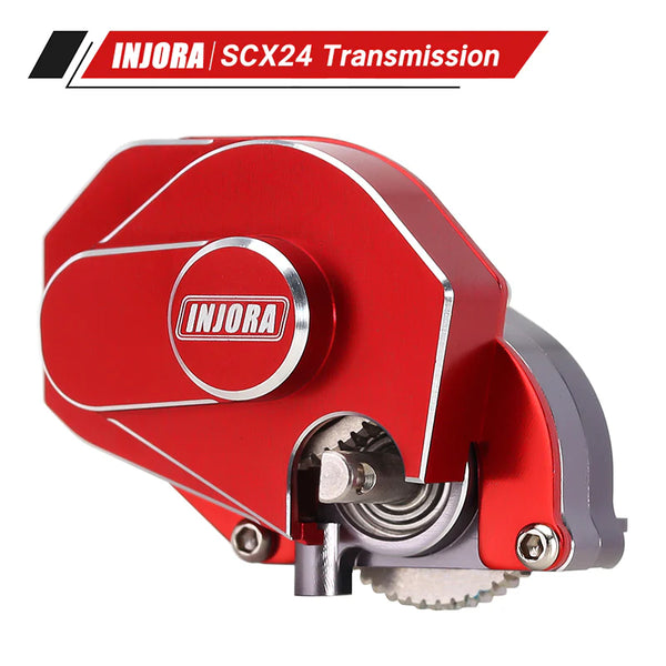 INJORA CNC Aluminum Complete Transmission Gearbox (Red) For Axial SCX24 AX24