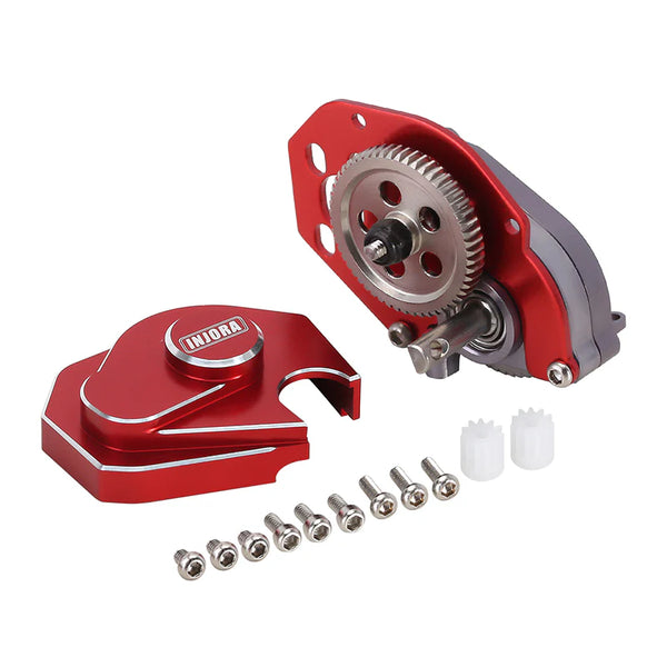 INJORA CNC Aluminum Complete Transmission Gearbox (Red) For Axial SCX24 AX24