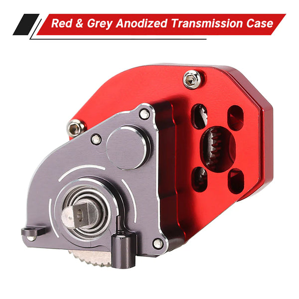 INJORA CNC Aluminum Complete Transmission Gearbox (Red) For Axial SCX24 AX24