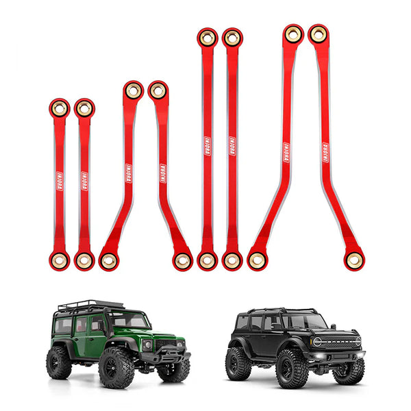 INJORA Aluminum High Clearance Chassis Links Set For 1/18 TRX4M Defender Bronco-Red