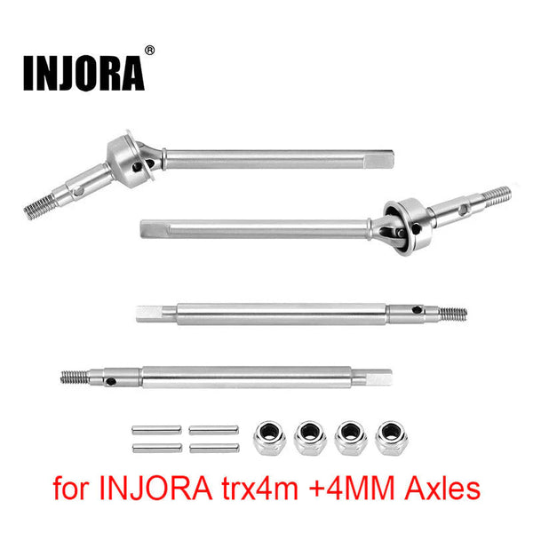 INJORA Stainless Steel Axle Shafts for INJORA TRX4M +4mm Axles (4M-96) - Front & Rear