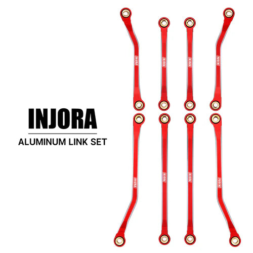 INJORA Aluminum High Clearance Chassis Links Set For 1/18 TRX4M Defender Bronco-Red