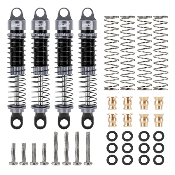 INJORA 59mm Long Threaded Oil Filled Shocks for 1/18 TRX4M (4M-42) - 4pcs Grey