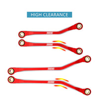 INJORA Aluminum High Clearance Chassis Links Set For 1/18 TRX4M Defender Bronco-Red