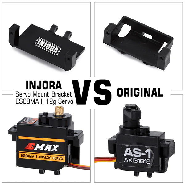 INJORA EMax ES08MA II 12g Analog Metal Gear Servo With Mount & Black Brass Arm For Axial SCX24 AX24