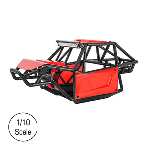 INJORA Nylon Rock Buggy Roll Cage Body Shell Chassis Kit For 1/10 SCX10 II 90046 UTB10 Capra (Red)