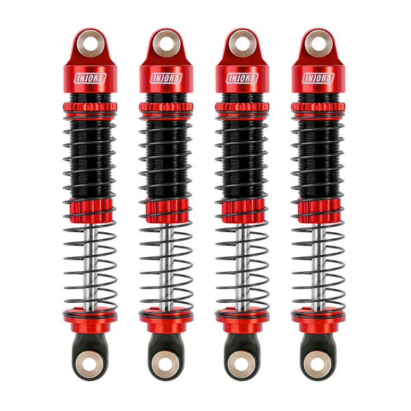 INJORA 59mm Long Threaded Oil Filled Shocks for 1/18 TRX4M (4M-42) - 4pcs Red