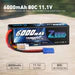 Zeee 3S Lipo Battery 6000mAh 11.1V 80C Hard Case with EC5 Connector