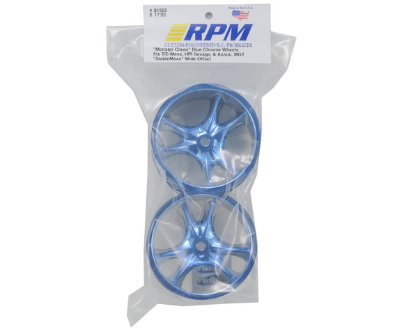 RPM Monster Clawz Blue Chrome Wheels (For T-Maxx & E-Maxx)