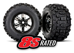 Traxxas T&W Black Chrome Wheel SLDHMR Tire L&R