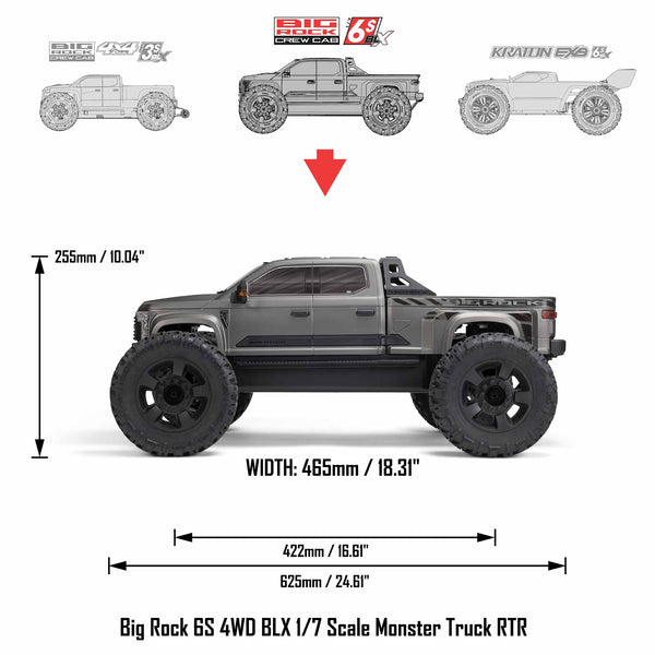 Arrma Big Rock 6S 4wd BLX, RTR-Gunmetal