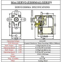 INJORA EMax ES08MA II 12g Analog Metal Gear Servo With Mount & Black Brass Arm For Axial SCX24 AX24