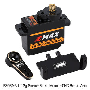 INJORA EMax ES08MA II 12g Analog Metal Gear Servo With Mount & Black Brass Arm For Axial SCX24 AX24