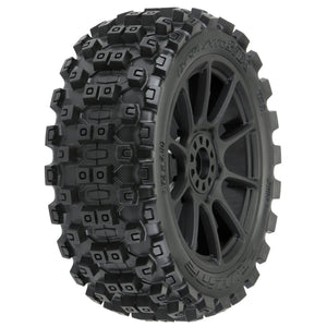 Pro-Line 1/8 Badlands MX M2 Fr/Rr Buggy Tires Mounted 17mm Black Mach 10 (2)