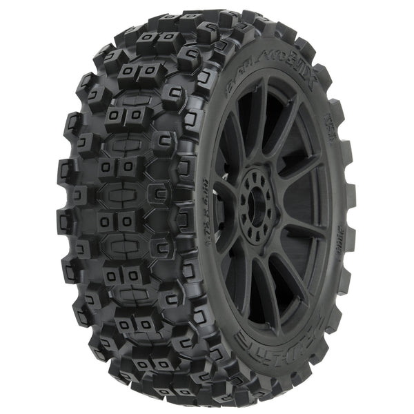 Pro-Line 1/8 Badlands MX M2 Fr/Rr Buggy Tires Mounted 17mm Black Mach 10 (2)