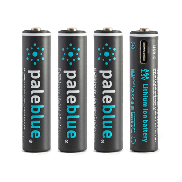 Pale Blue Lithium Ion Rechargeable AAA Batteries 4pk