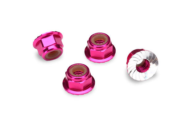 Traxxas Nuts 4mm Flanged Lock Pink