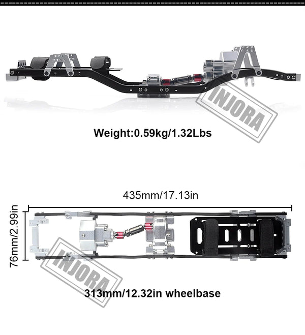 INJORA 313mm Wheelbase Metal Chassis Frame With Prefixal Gearbox For SCX10 & SCX10 II 90046