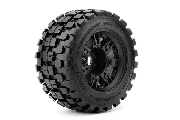 Roapex Rythm 1/8 Monster Truck Tires Mounted on Black Wheels, 0"