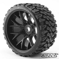 Terrain Crusher Belted Tire (2pcs) Set Preglued on WHD Black Wheel/Insert